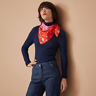 エルメス HERMES カレ70 Tea Time Medailons オレンジ シルク